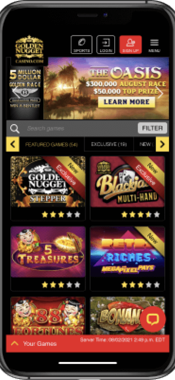 Golden Nugget casino on mobile device