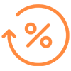 Percentage sign rounded with arrow pointing upward